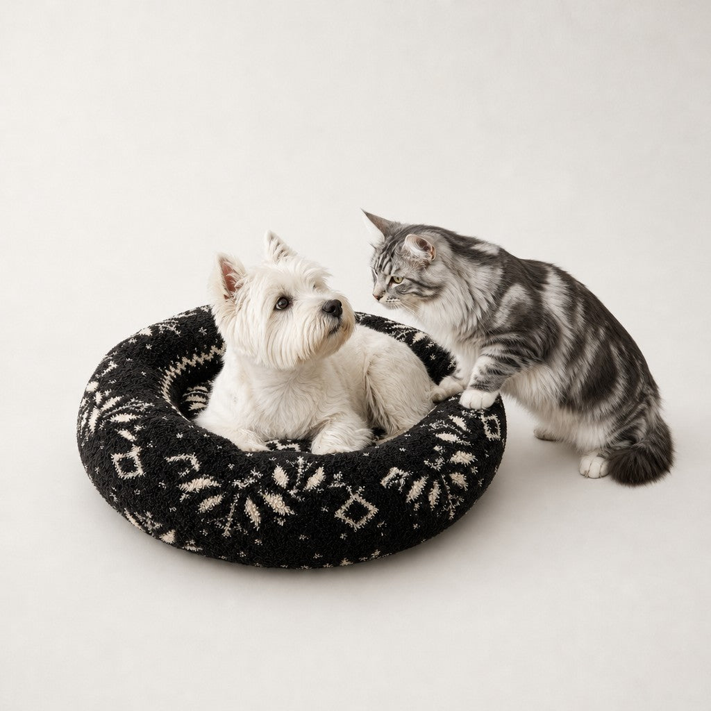 Panier rond pour chat motif de Noël Strasbourg Bofélin 21
