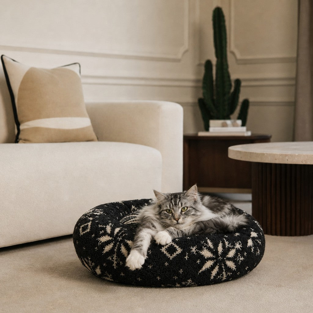 Panier rond pour chat motif de Noël Strasbourg Bofélin 22