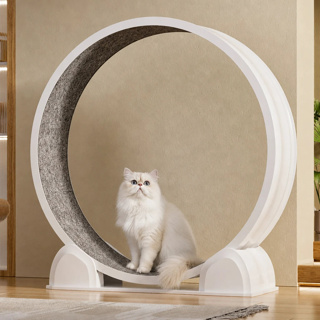 Roue pour chat blanche Ferrare Bofélin en situation