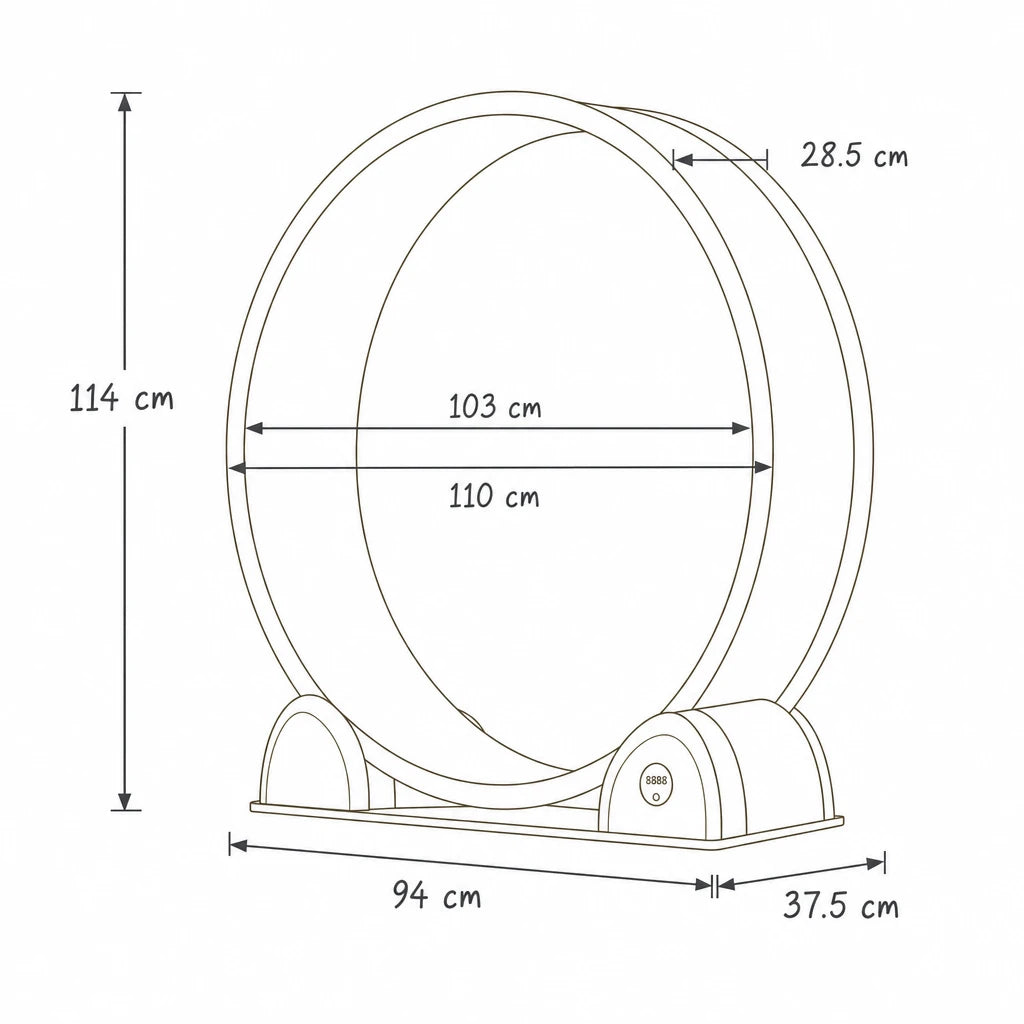 Dimensions de roue pour chat blanche Ferrare Bofélin, schéma coté