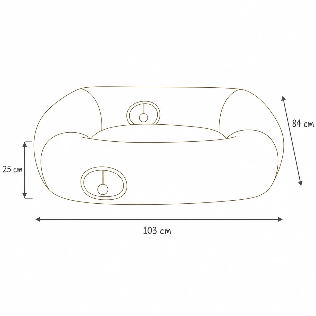 Dimensions de tunnel pour chats panier xxl Pavie Bofélin, schéma coté
